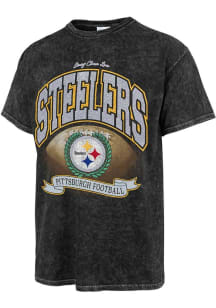 47 Pittsburgh Steelers Womens Black Stoney Clover Short Sleeve T-Shirt