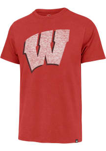 Wisconsin Badgers Red 47 Primary Logo Distressed Franklin Short Sleeve Fashion T Shirt