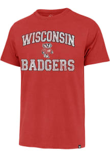Wisconsin Badgers Red 47 No 1 Graphic Distressed Franklin Short Sleeve Fashion T Shirt