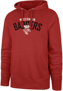 Mens Wisconsin Badgers Red 47 City Line Headline Long Sleeve Fashion Hood
