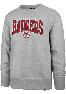 47 Wisconsin Badgers Mens Grey Varsity Block Headline Long Sleeve Fashion Sweatshirt