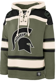 Mens Michigan State Spartans Olive 47 Operation Hat Trick Lacer Long Sleeve Fashion Hood