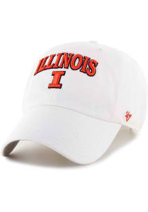 47 White Illinois Fighting Illini Archie Script Clean Up Adjustable Hat