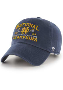 47 Notre Dame Fighting Irish 2024 Lacrosse National Champions Clean Up Adjustable Hat - Navy Blu..