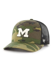 47 Green Michigan Wolverines Camo Trucker Adjustable Hat