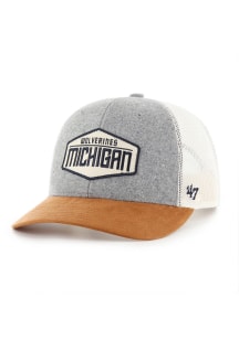 47 Grey Michigan Wolverines Drover Trucker Adjustable Hat