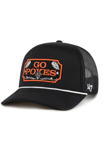 47 Oklahoma State Cowboys Local Patch Foam Trucker Adjustable Hat - Black