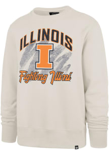 Mens Illinois Fighting Illini White 47 Shader Headline Crew Sweatshirt