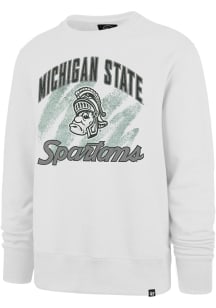 Mens Michigan State Spartans White 47 Shader Headline Crew Sweatshirt