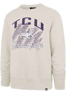 47 TCU Horned Frogs Mens White Shader Headline Long Sleeve Crew Sweatshirt