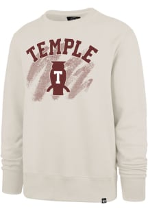 47 Temple Owls Mens White Shader Headline Long Sleeve Crew Sweatshirt