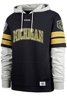 Mens Michigan Wolverines Navy Blue 47 Blitz Cornerback Long Sleeve Fashion Hood