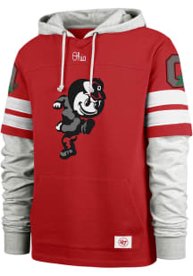 Mens Ohio State Buckeyes Red 47 Blitz Cornerback Long Sleeve Fashion Hood