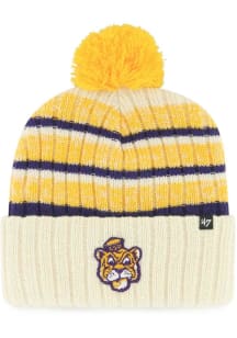 47 LSU Tigers Ivory Tavern Cuff Mens Knit Hat