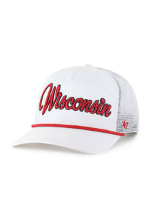 47 White Wisconsin Badgers OVERHAND MESH 47 HITCH Adjustable Hat