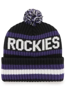 47 Colorado Rockies Black Bering Cuff Pom Mens Knit Hat