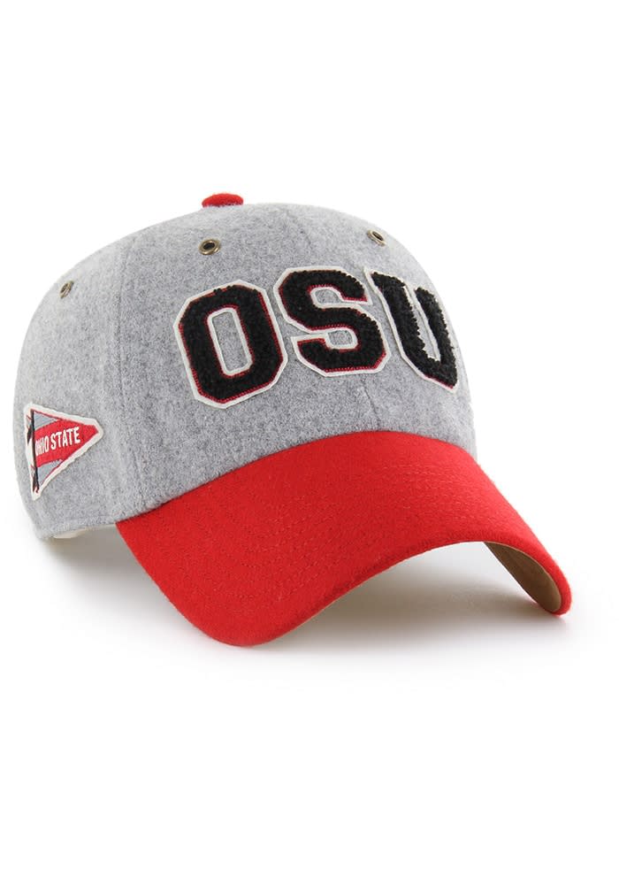 47 GREY Ohio State Buckeyes SCL BLOCK 47 CLEAN UP Adjustable Hat - 48020438