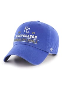 47 Kansas City Royals 2024 MLB Playoffs Clean Up Adjustable Hat - Blue