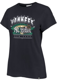 47 New York Yankees Womens Navy Blue 2024 World Series Participant Frankie Short Sleeve T-Shirt