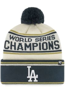 47 Los Angeles Dodgers Natural 2024 World Series Champs Slam Cuff Knit Mens Knit Hat