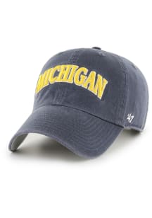 47 Navy Blue Michigan Wolverines Archie Script Clean Up Adjustable Hat