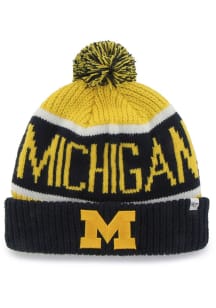 Michigan Wolverines 47 Calgary Cuff Pom Mens Knit Hat - Blue