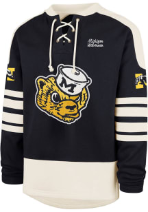 Mens Michigan Wolverines Blue 47 Sweep Check Eternal Lacer Hockey Fashion Sweatshirt