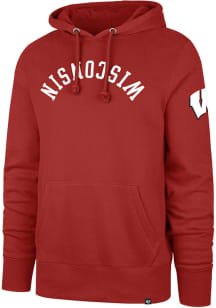 Mens Wisconsin Badgers Red 47 Headline Upside Down Long Sleeve Fashion Hood