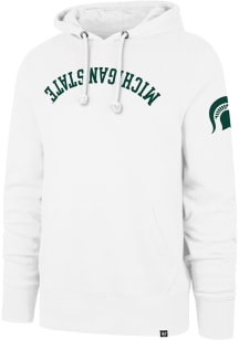 Mens Michigan State Spartans White 47 Headline Upside Down Long Sleeve Fashion Hood