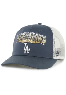 47 Los Angeles Dodgers 2024 World Series Leader Trucker Adjustable Hat - Navy Blue