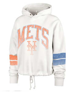 47 New York Mets Womens White Harper Hooded Sweatshirt