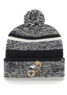 47 New Orleans Saints Black Retro Northward Cuff Pom Mens Knit Hat