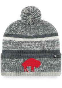 47 Buffalo Bills Grey Retro Northward Cuff Pom Mens Knit Hat