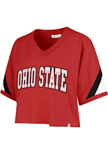 47 Ohio State Buckeyes Womens Red Geo Short Sleeve T-Shirt