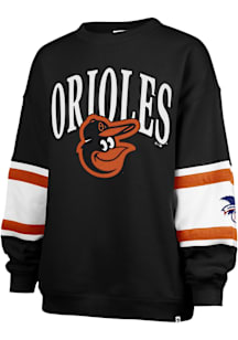 47 Baltimore Orioles Womens Black Steadfast Paneled Crew Sweatshirt