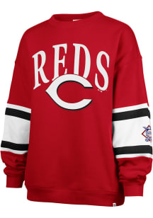 47 Cincinnati Reds Womens Red Steadfast Paneled Crew Sweatshirt