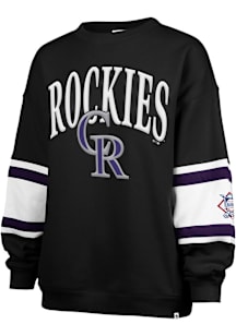 47 Colorado Rockies Womens Black Steadfast Paneled Crew Sweatshirt