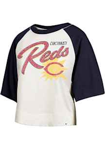 47 Cincinnati Reds Womens White Flare Raglan Short Sleeve T-Shirt