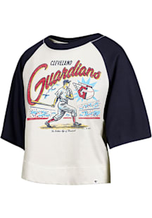 47 Cleveland Guardians Womens White Flare Raglan Short Sleeve T-Shirt