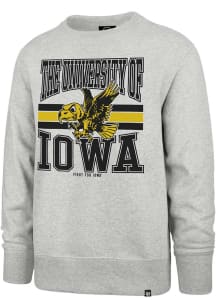 Mens Iowa Hawkeyes Grey 47 Letters Headline Crew Sweatshirt