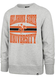 47 Oklahoma State Cowboys Mens Grey Letters Headline Long Sleeve Crew Sweatshirt