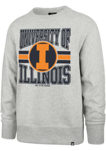 Mens Illinois Fighting Illini Grey 47 Letters Headline Crew Sweatshirt