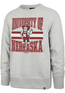 Mens Nebraska Cornhuskers Grey 47 Letters Headline Crew Sweatshirt