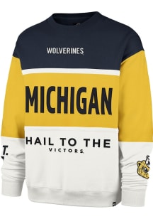 Mens Michigan Wolverines Gold 47 On Five Maximalist Crew Sweatshirt
