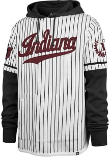 Mens Indiana Hoosiers White 47 Pinstripe Shortstop Hooded Sweatshirt