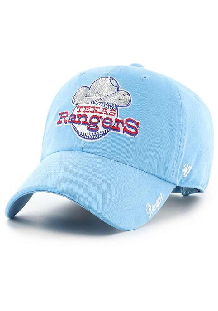47 Texas Rangers Light Blue Sparkle '47 Clean Up Womens Adjustable Hat