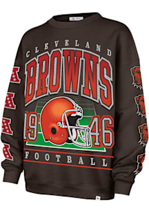 47 Cleveland Browns Womens Brown Go Big Crew Sweatshirt