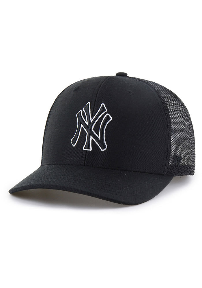 47 New York Yankees BLACK Outline Trucker Adjustable Hat - 48023429