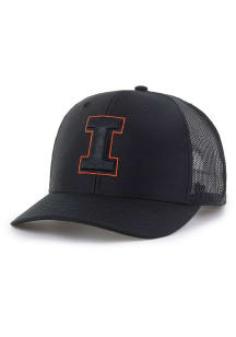 47 Black Illinois Fighting Illini Outline Trucker Adjustable Hat