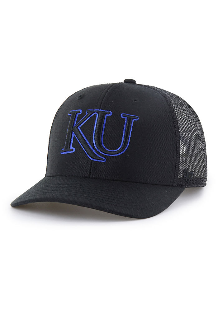47 Kansas Jayhawks Outline Trucker Adjustable Hat - Black
